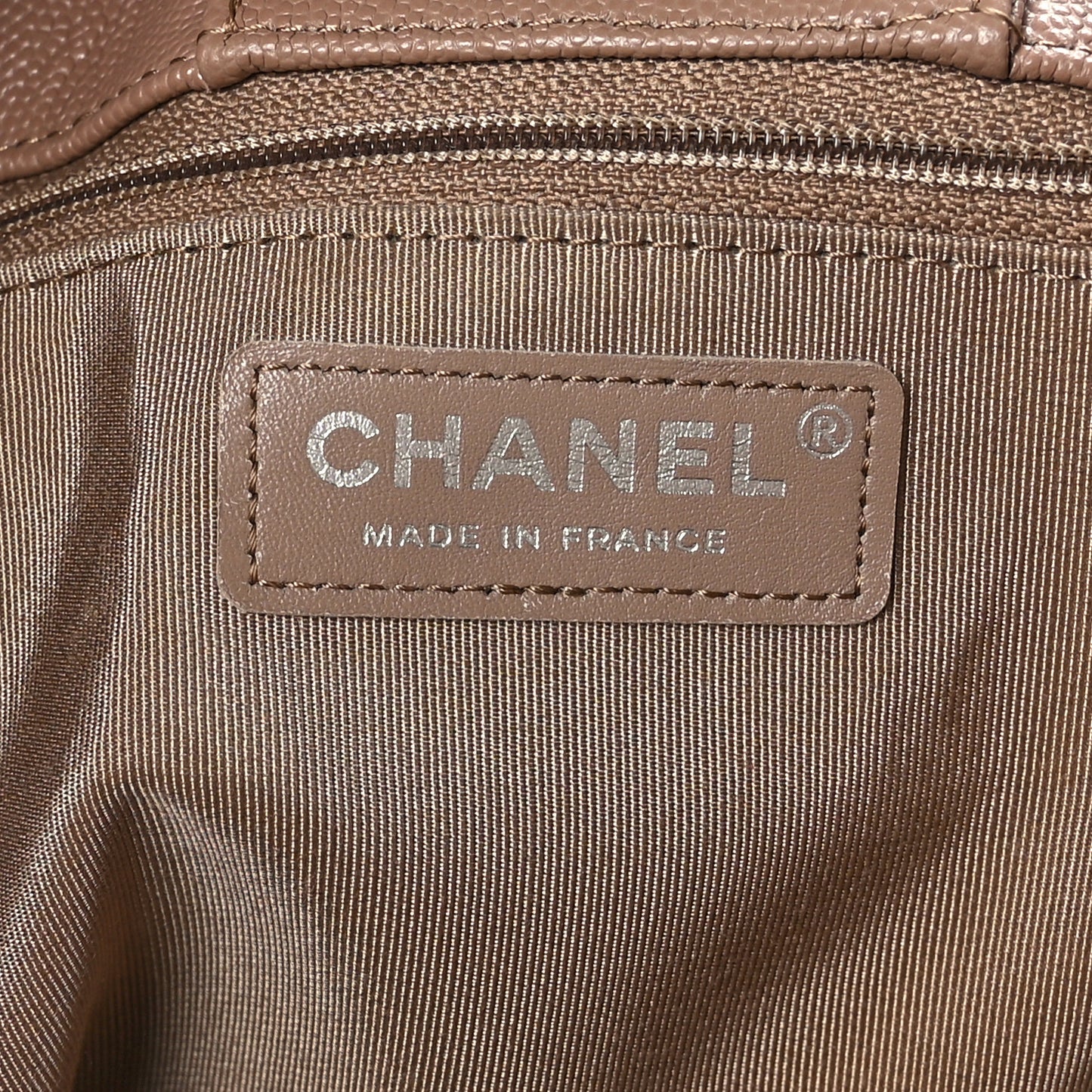 Caviar Quilted Large Shopping Tote Dark Beige