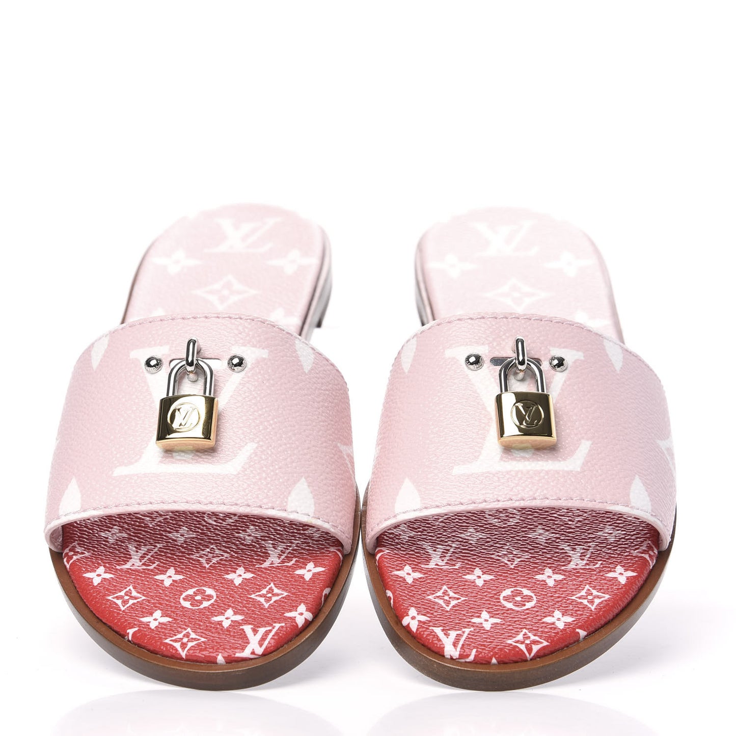 Monogram Giant Lock It Flat Mules 39 Rouge Rose