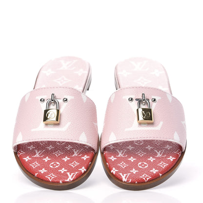 Louis Vuitton Monogram Giant Lock It Flat Mules 39 Rouge Rose 3 of 9