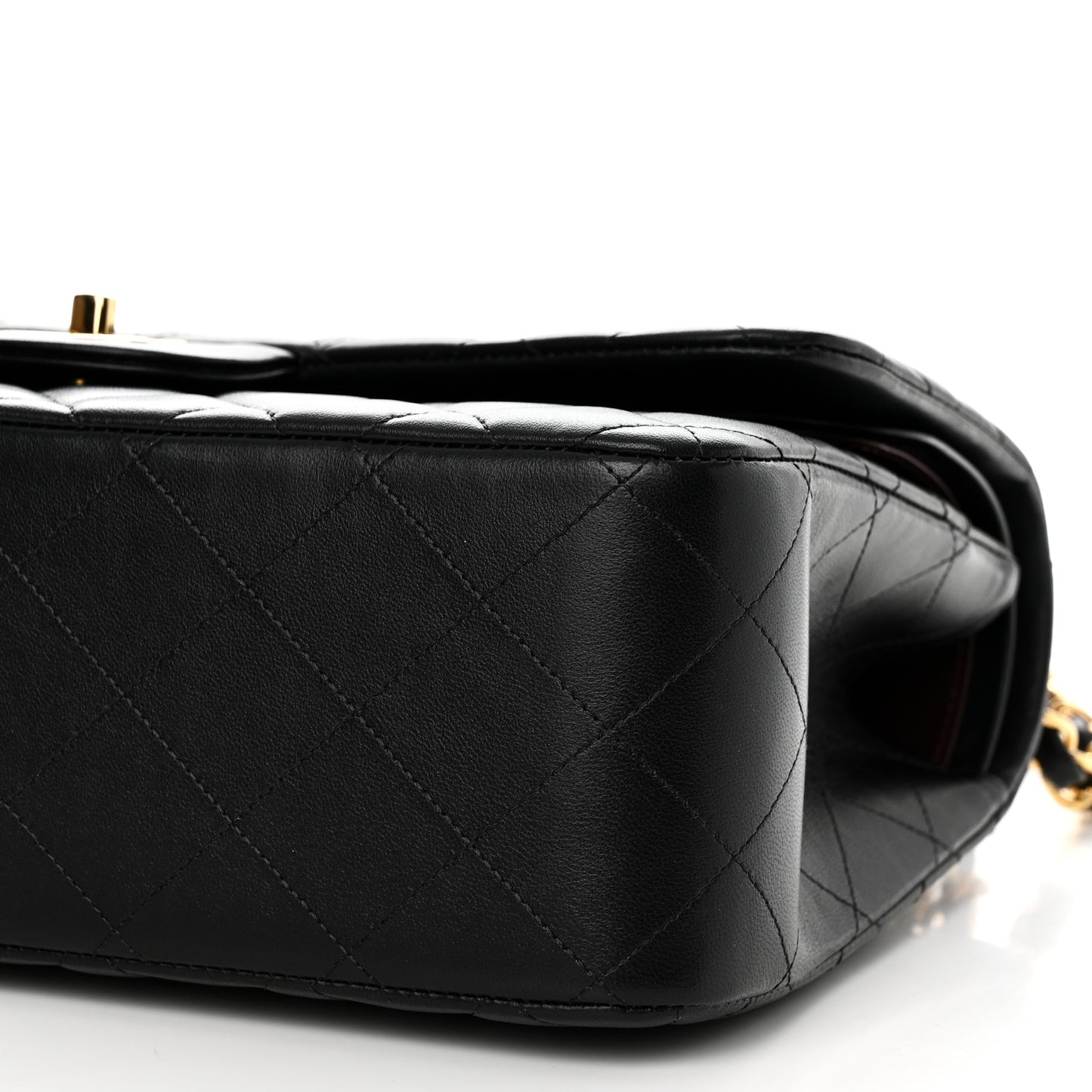 Lambskin Quilted Jumbo Double Flap Black