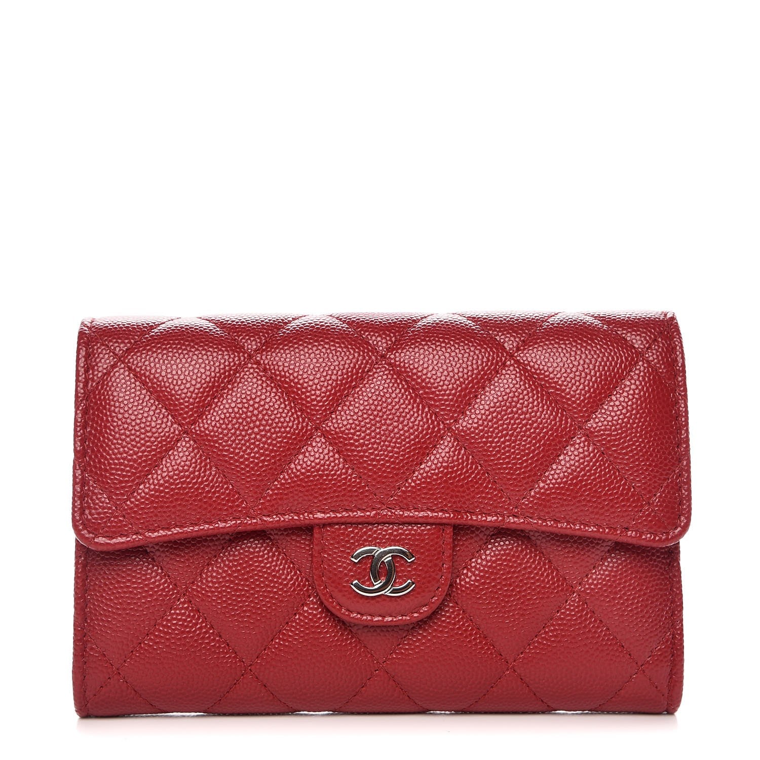 Chanel Caviar Quilted Medium Flap Wallet Dark Red 1 of 8