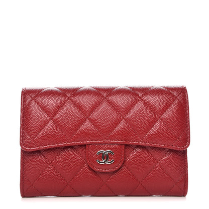 Chanel Caviar Quilted Medium Flap Wallet Dark Red 1 of 8