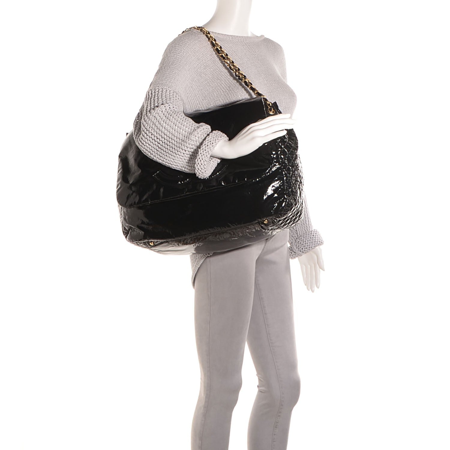 Chanel Vinyl Rock and Chain XL Flap Black 2 of 7