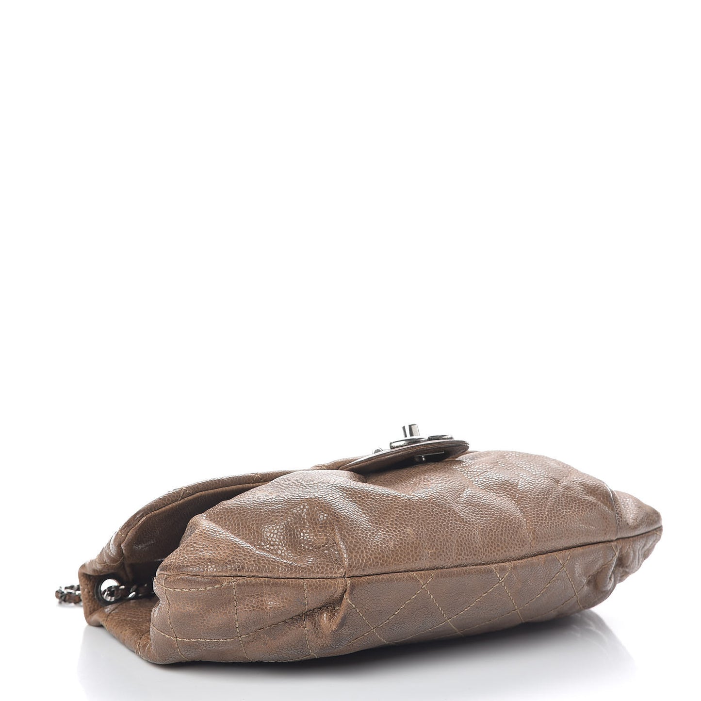 Caviar Quilted Medium Elastic Flap Brown