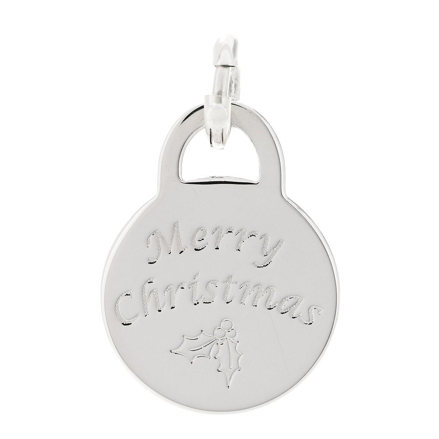 Sterling Silver Merry Christmas Round Tag Charm