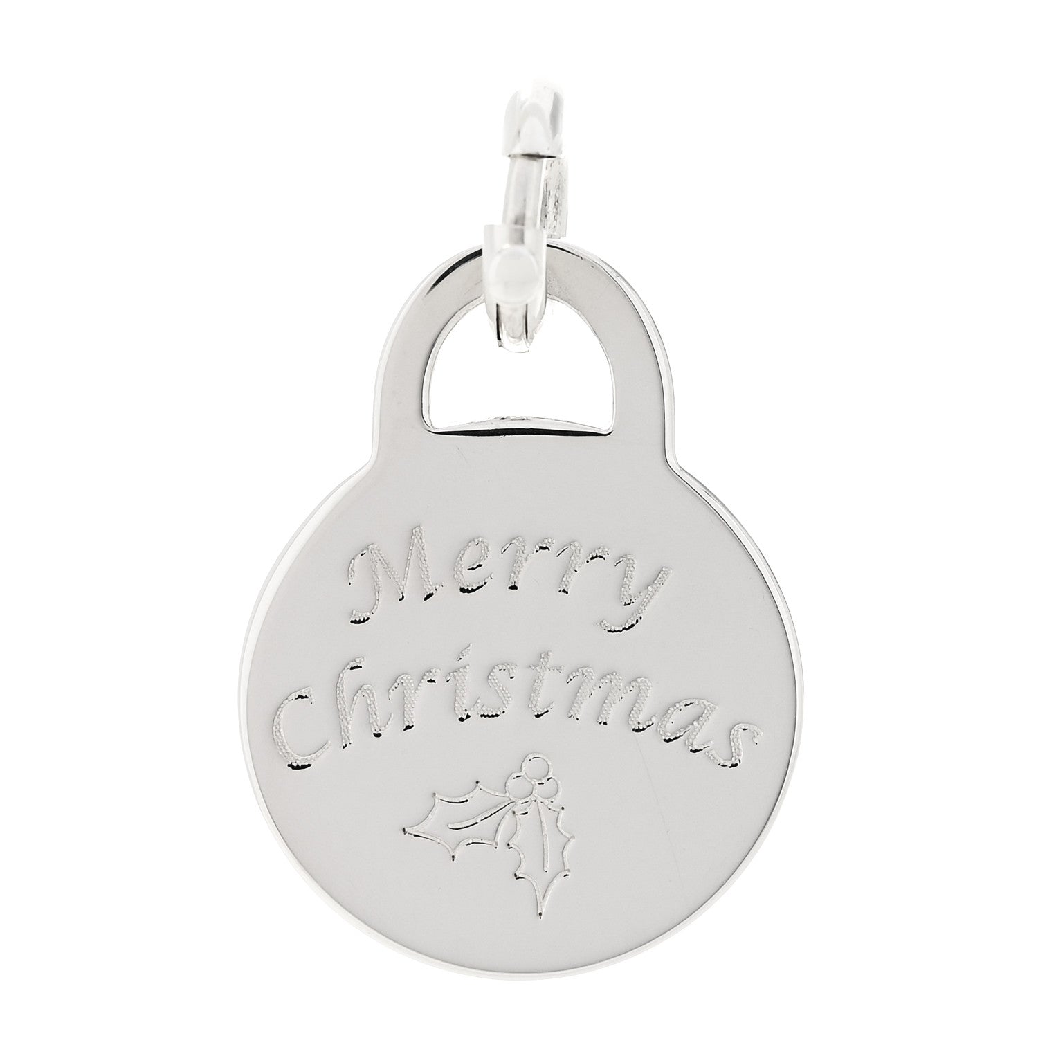 Tiffany Sterling Silver Merry Christmas Round Tag Charm 1 of 4