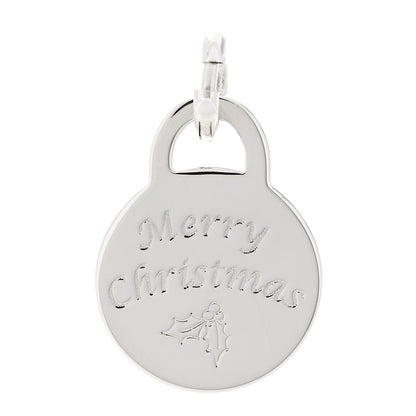 Tiffany Sterling Silver Merry Christmas Round Tag Charm 1 of 4