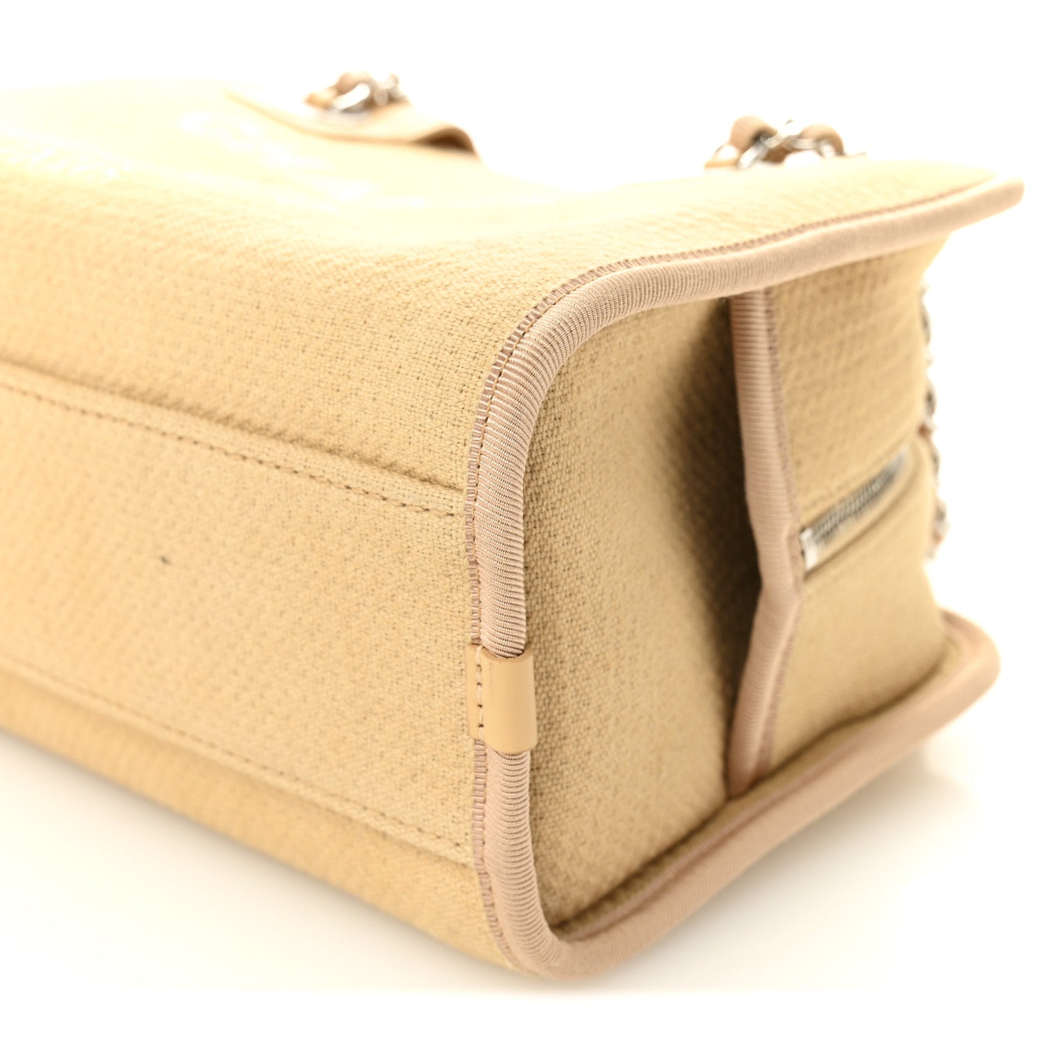 Chanel Canvas Deauville Small Bowling Bag Beige 10 of 10