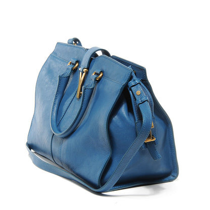 Saint Laurent Leather Mini Cabas ChYc Blue 3 of 8