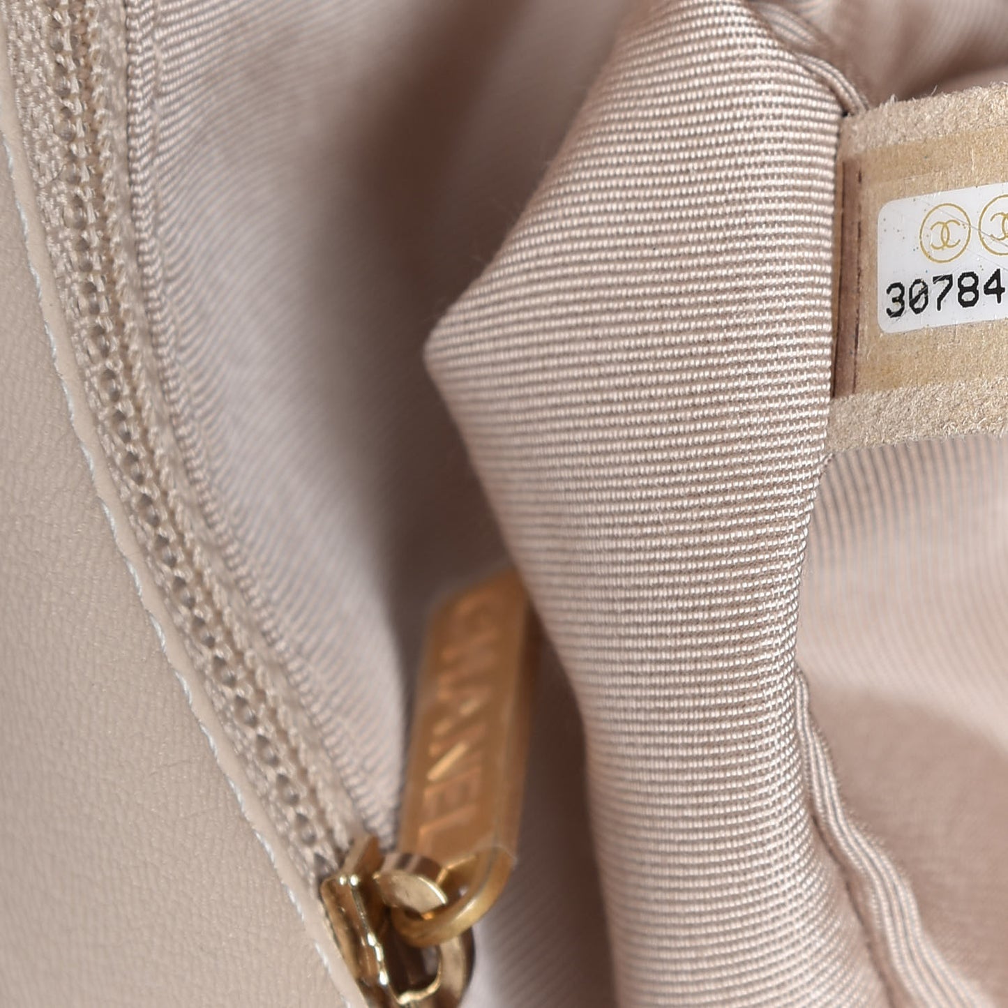 Goatskin Quilted Large Chanel 19 Flap Beige