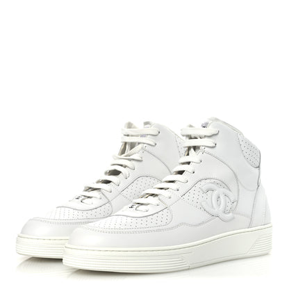 Chanel Calfskin CC High Top Sneaker 45 White 4 of 11