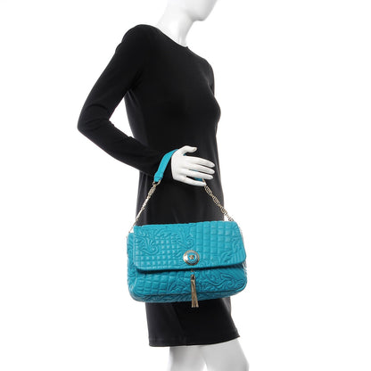 Versace Nappa Barocco Quilted Vanitas Medea Shoulder Bag Blue 2 of 7