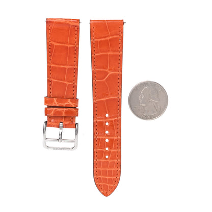 Hermes Shiny Alligator Heure H Hour Watch MM Strap Orange 2 of 4