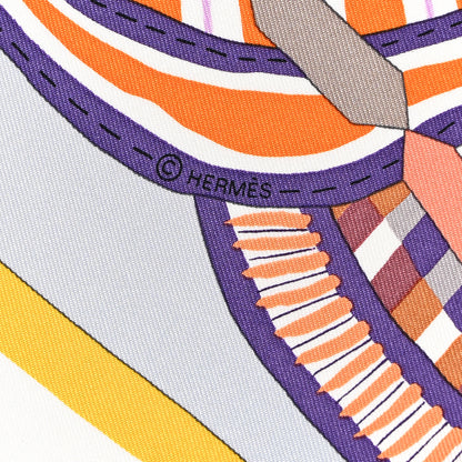 Hermes Silk La Selle Imaginaire Dossard Scarf 90 Gris Perle Violet 3 of 4