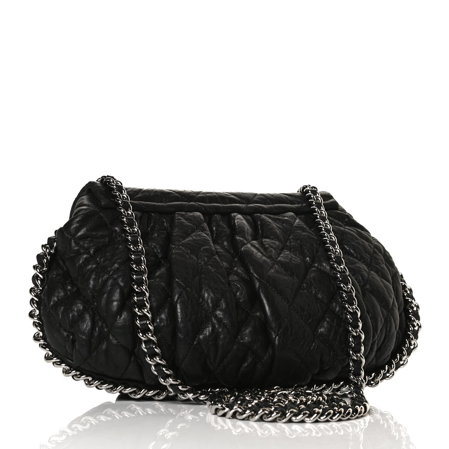Chanel Washed Lambskin Quilted Medium Chain Around Messenger Black 3 of 15