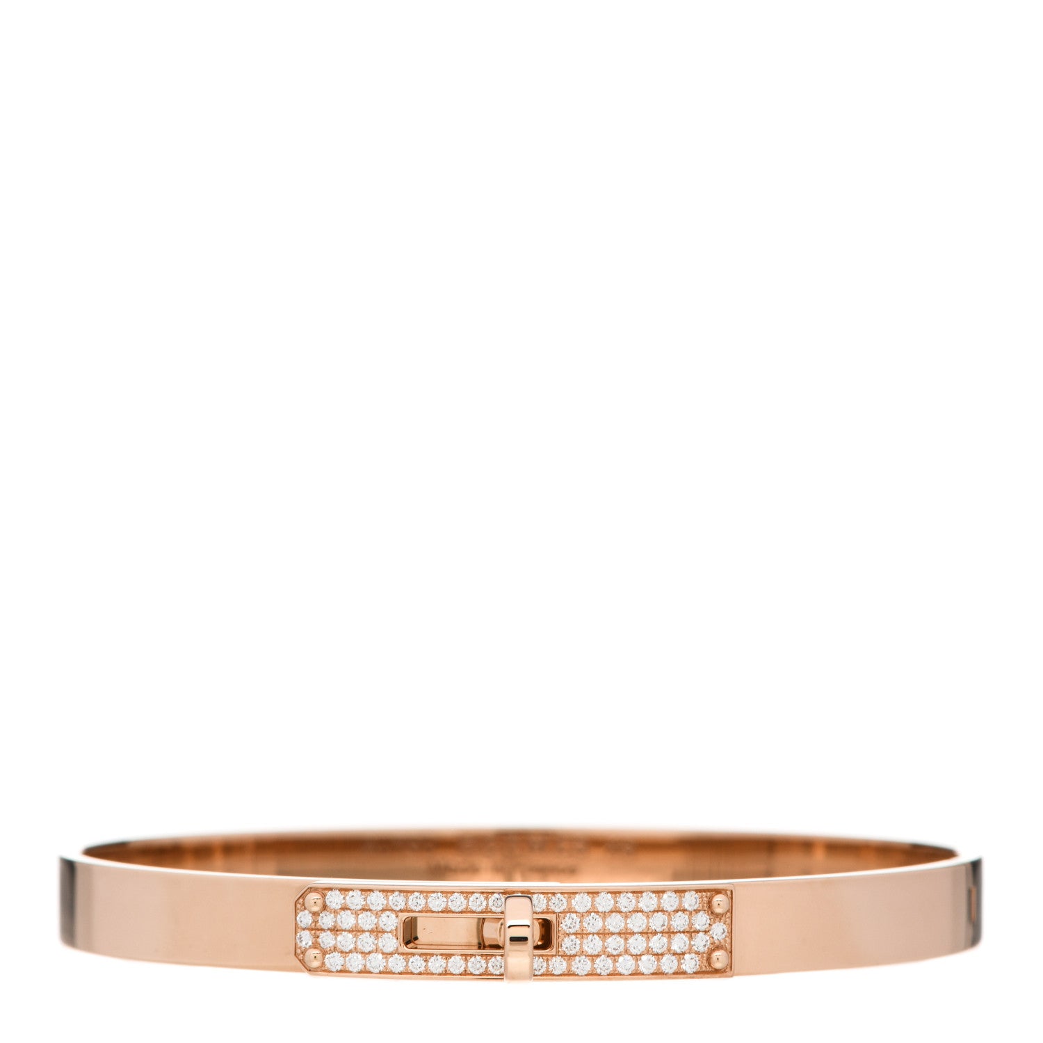 Hermes 18K Rose Gold Diamond PM Kelly Pave Bracelet XS 1 of 5