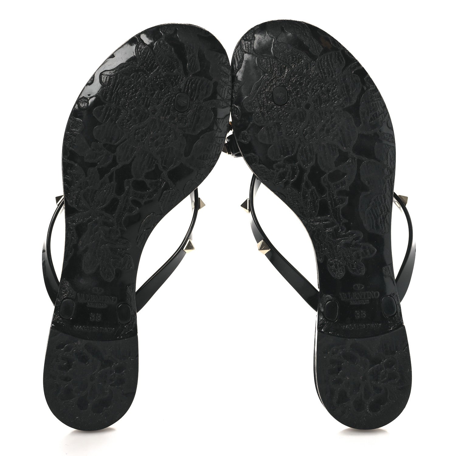 Valentino Garavani PVC Jelly Rockstud Bow Thong Sandals 38 Black 6 of 8
