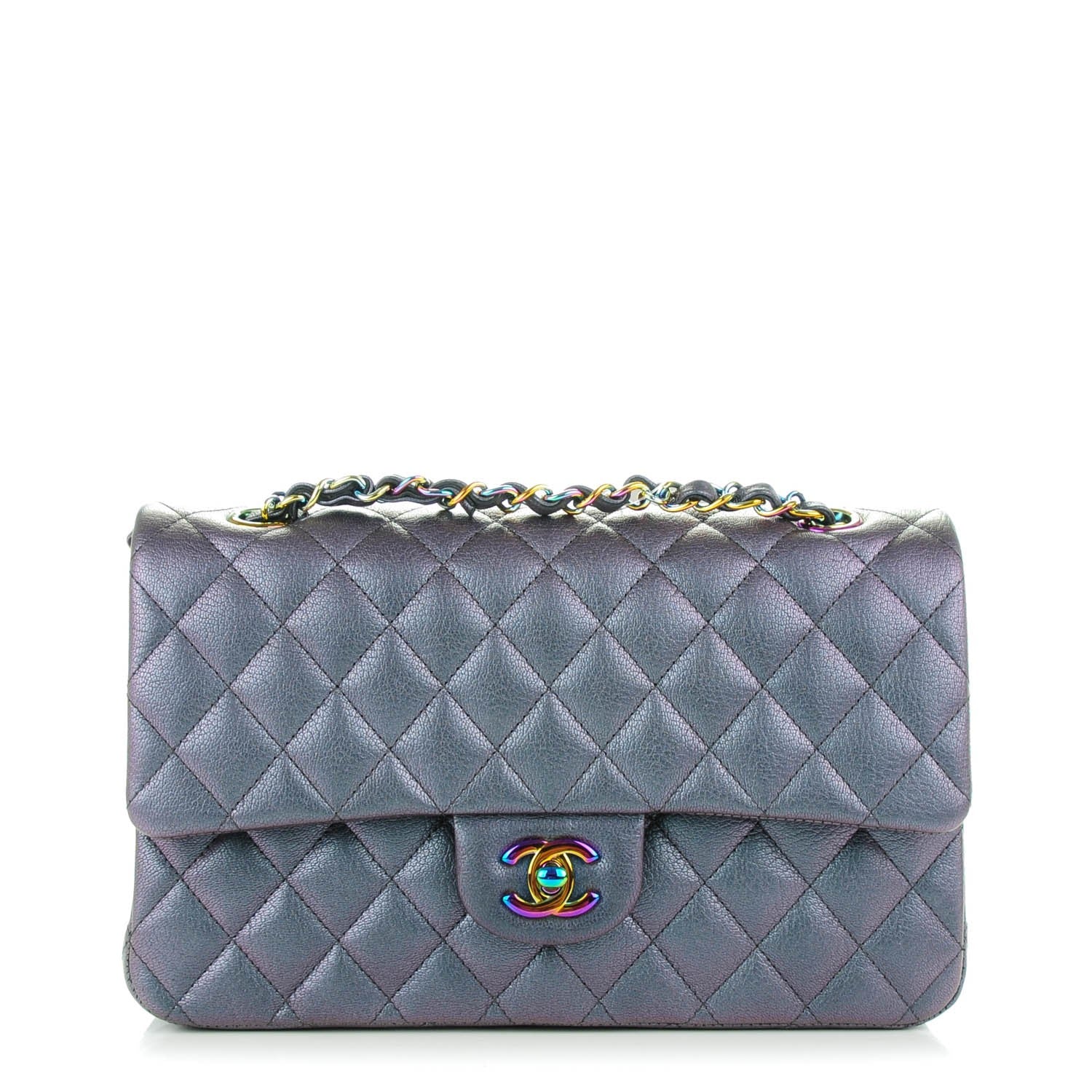 Chanel Iridescent Goatskin Quilted Medium Flap Purple 1 of 8