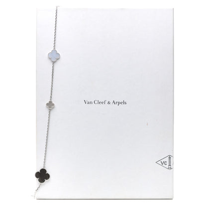 Van Cleef & Arpels 18K White Gold Mother of Pearl Chalcedony 16 Motifs Magic Alhambra Necklace 5 of 5