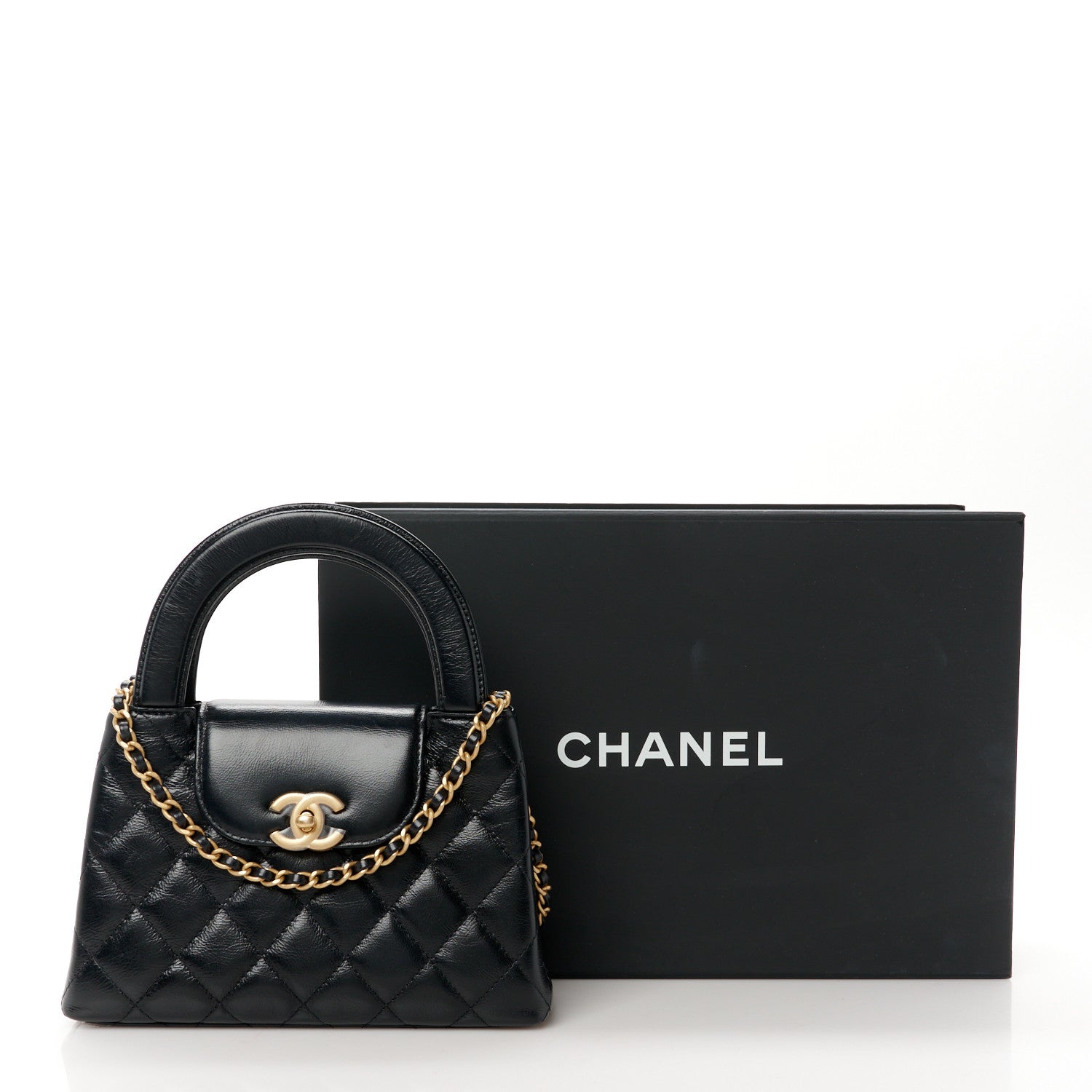 Chanel Shiny Aged Calfskin Quilted Nano Kelly Shopper Black 11 of 11