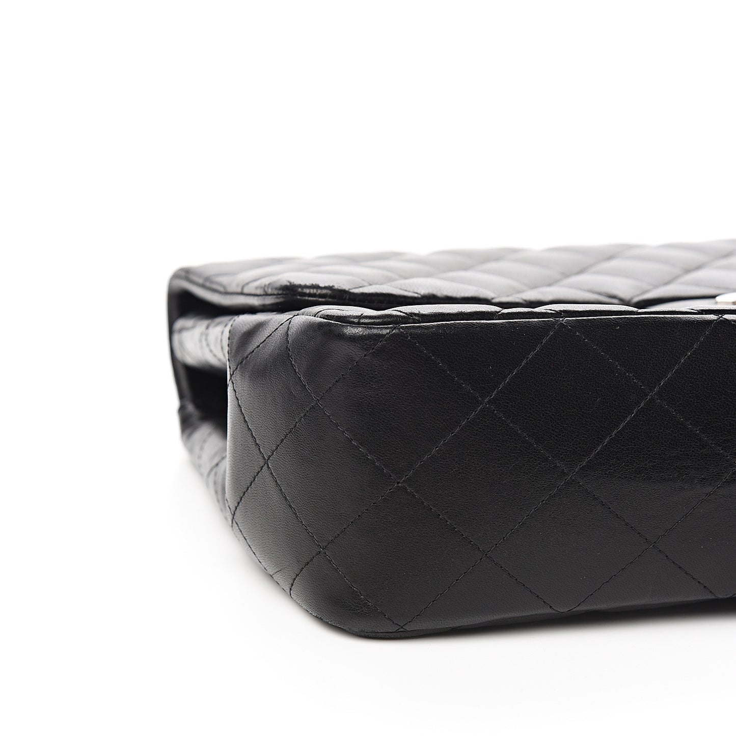 Lambskin Quilted Jumbo Single Flap Black