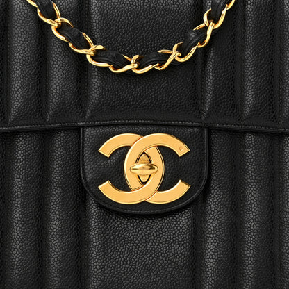 Chanel Caviar Vertical Quilt Jumbo Single Flap Black 8 of 10