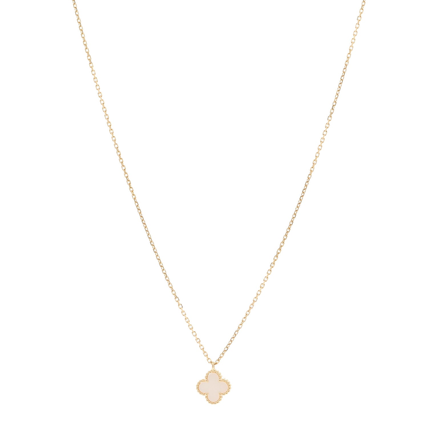 Van Cleef & Arpels 18K Yellow Gold Mother of Pearl Sweet Alhambra Pendant Necklace 1 of 6