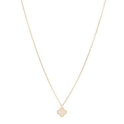 Van Cleef & Arpels 18K Yellow Gold Mother of Pearl Sweet Alhambra Pendant Necklace 1 of 6