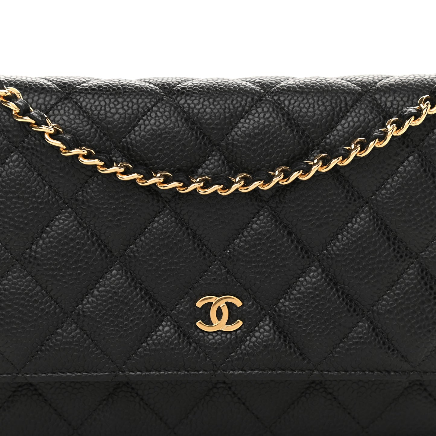 Caviar Quilted Wallet On Chain WOC Black