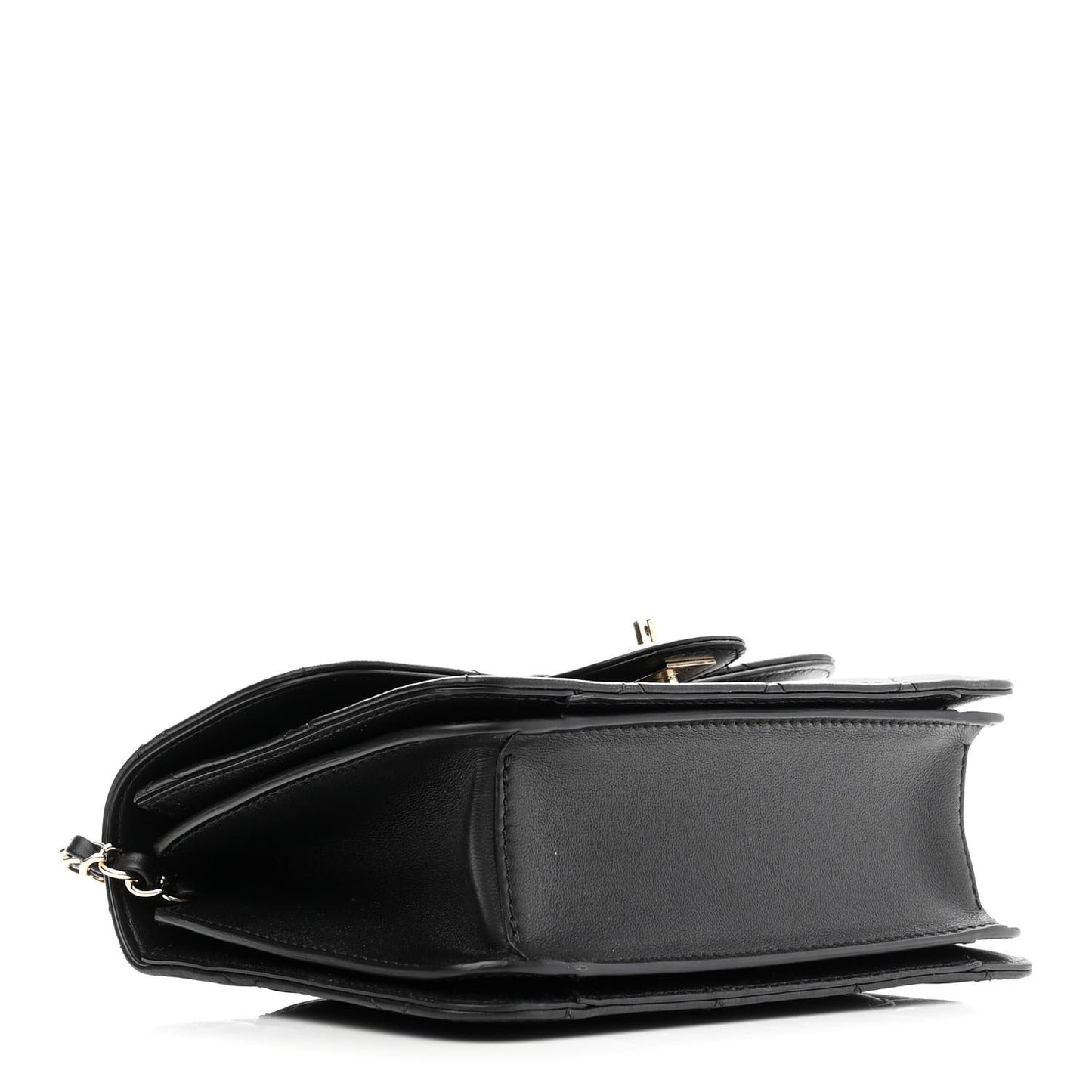 Calfskin Quilted Small Top Handle Flap Black