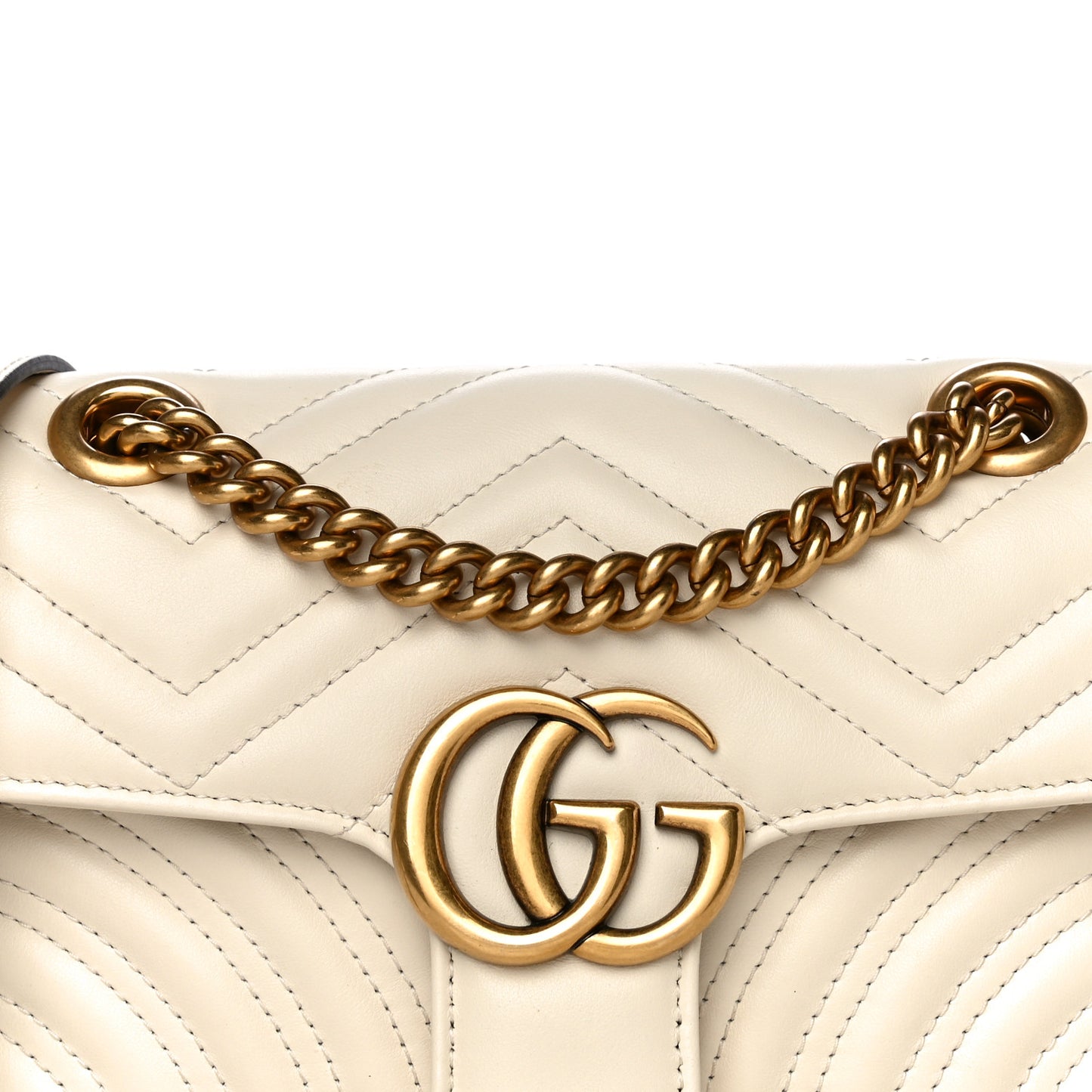 Calfskin Matelasse Mini GG Marmont Shoulder Bag White