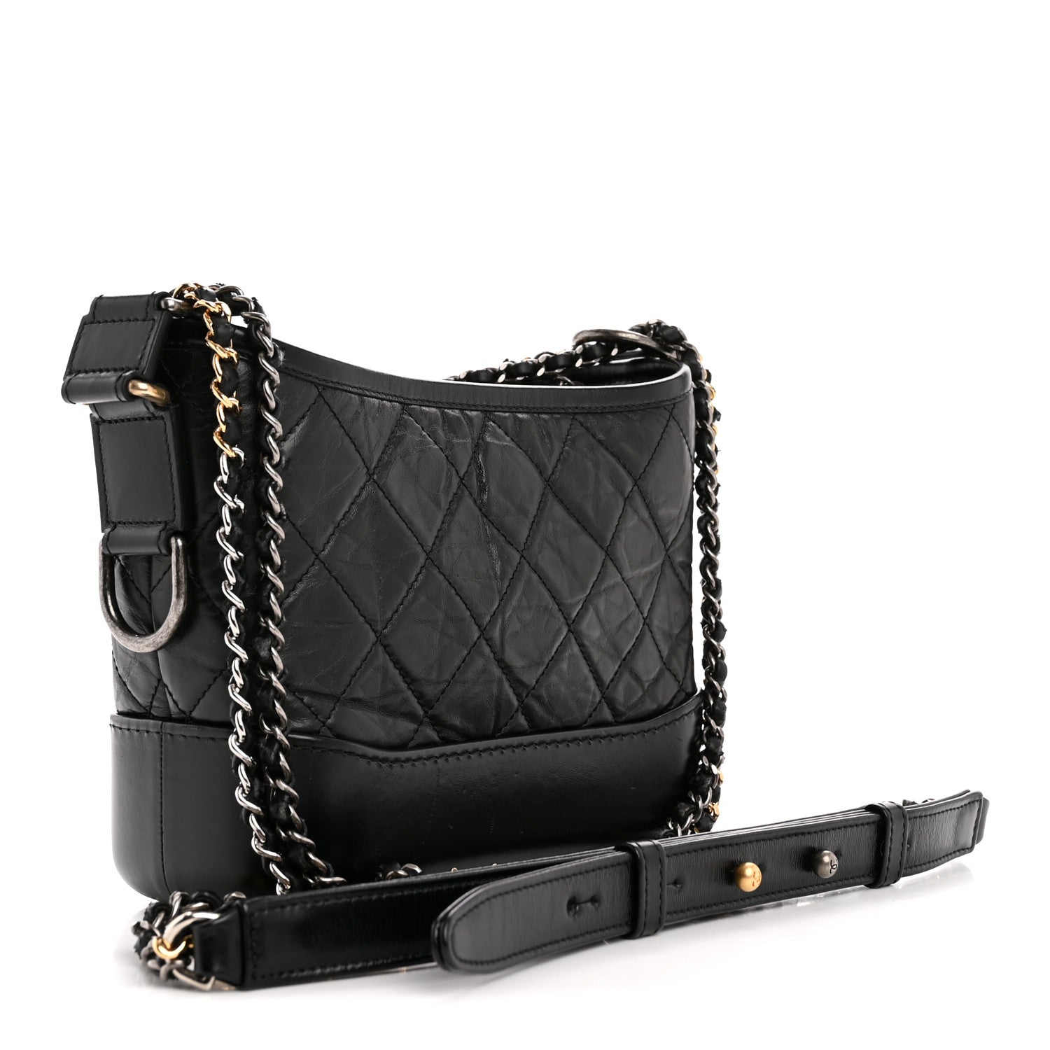 gabrielle Chanel Aged Calfskin Quilted Small Gabrielle Hobo Black 1802556