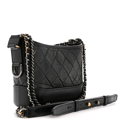 Chanel Aged Calfskin Quilted Small Gabrielle Hobo Black 3 of 13