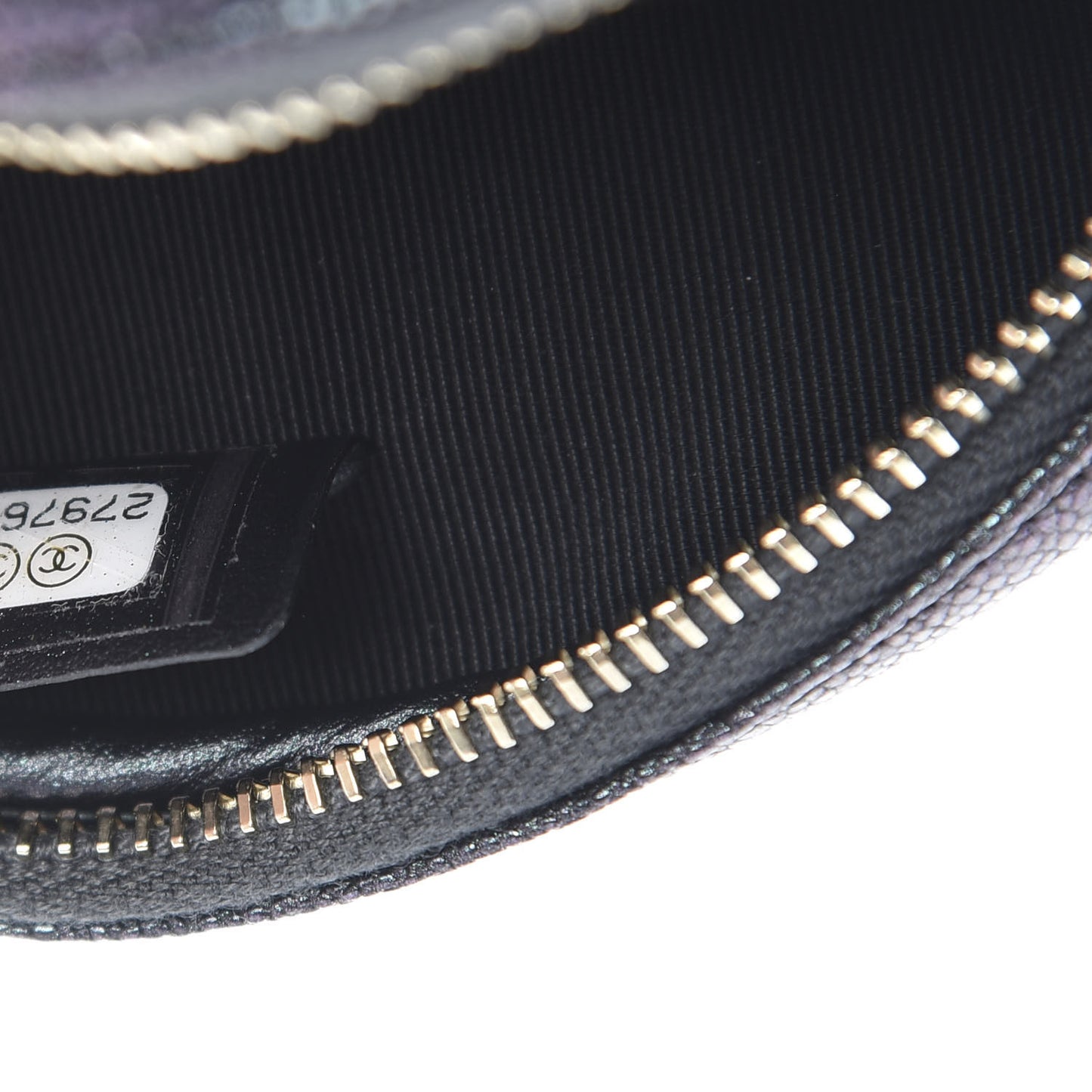Iridescent Caviar Quilted Zip Around Classic Coin Purse Black