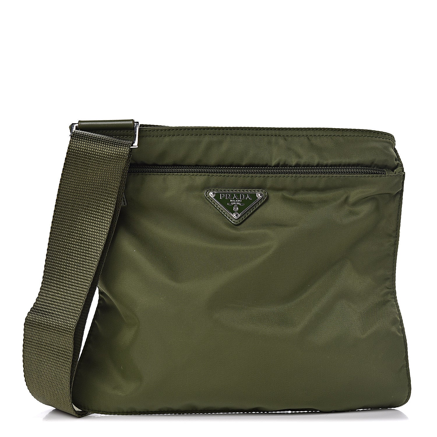 Prada Nylon Vela Sport Small Flat Messenger Bag Army 1 of 10