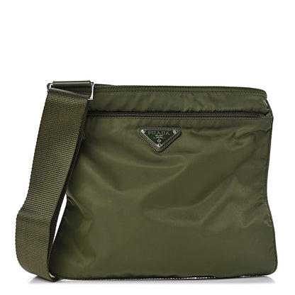 Prada Nylon Vela Sport Small Flat Messenger Bag Army 1 of 10