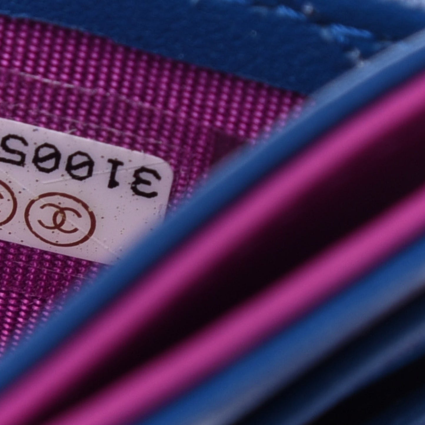 Lambskin Quilted Card Holder Blue Pink