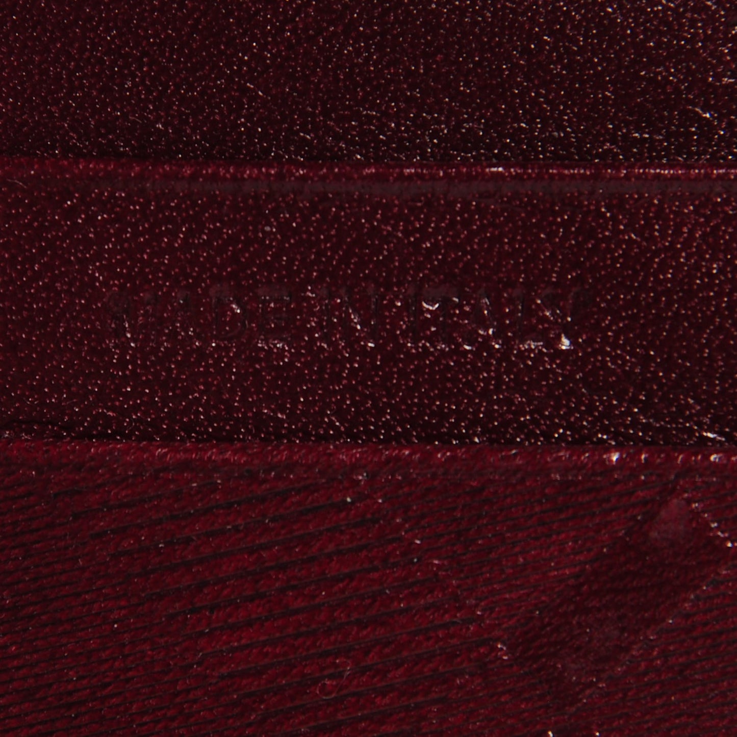 Check Embossed Leather Credit Card Case Dark Cherry