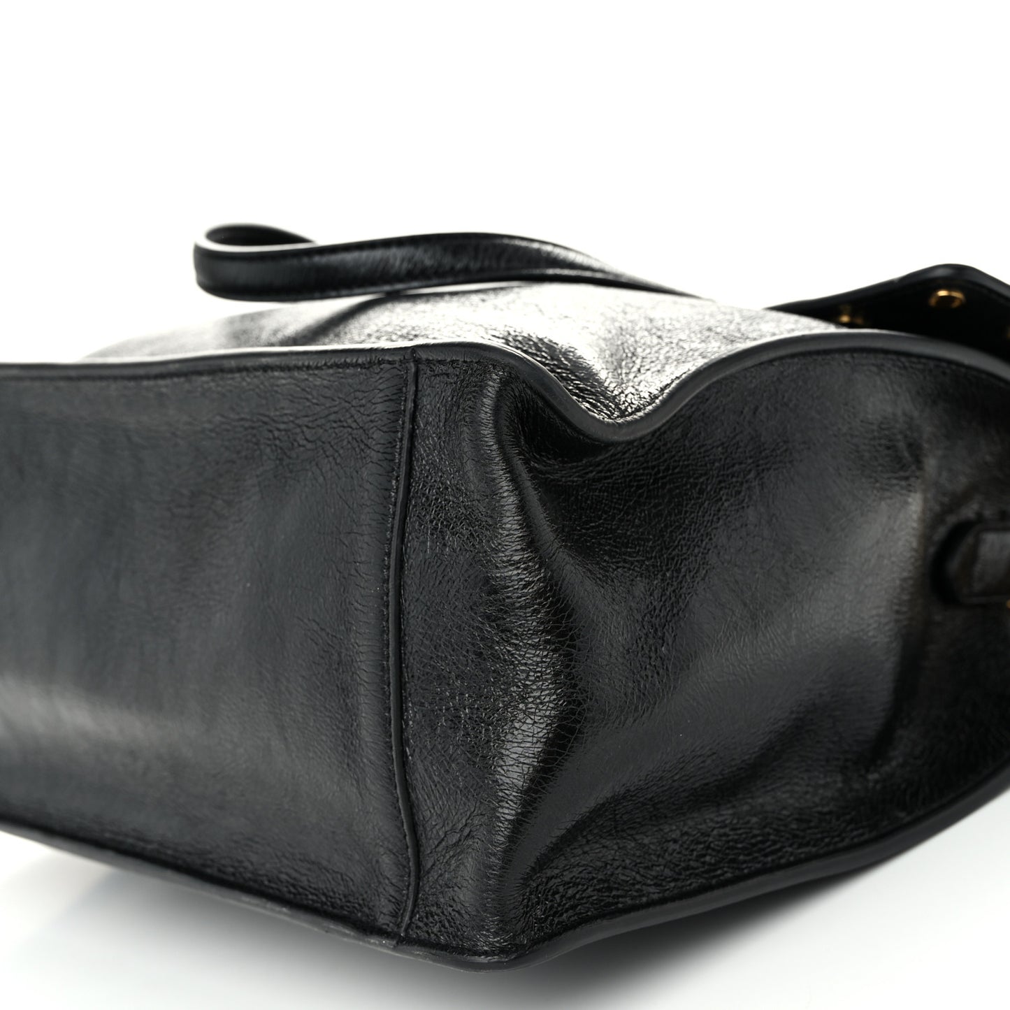 Agnello Old Shine Vitello Go Rain Large Flip Tote Black Marrone