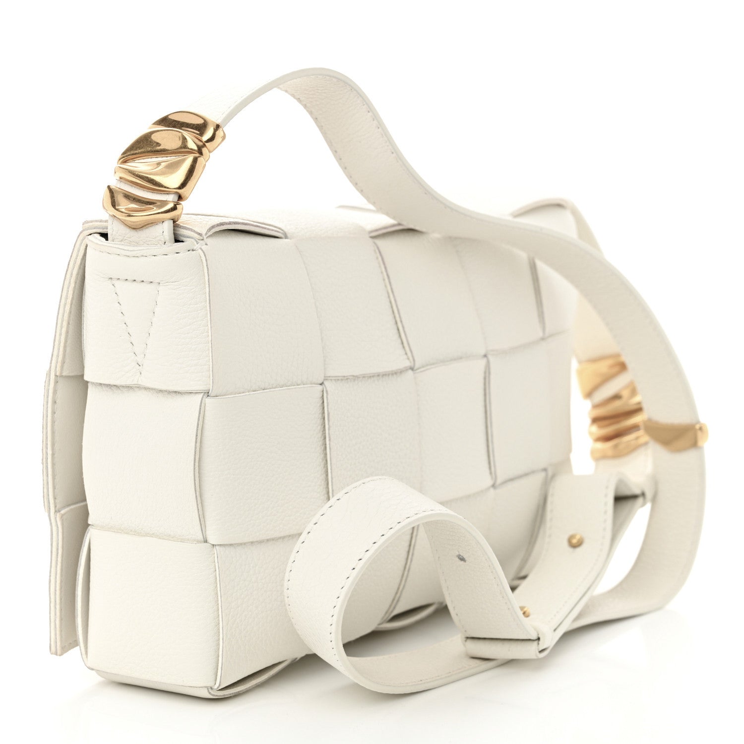 Bottega Veneta Grained Calfskin Maxi Intrecciato Cassette Crossbody Bag White 3 of 11