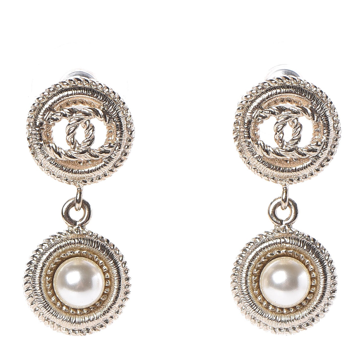 Pearl CC Drop Earrings Gold
