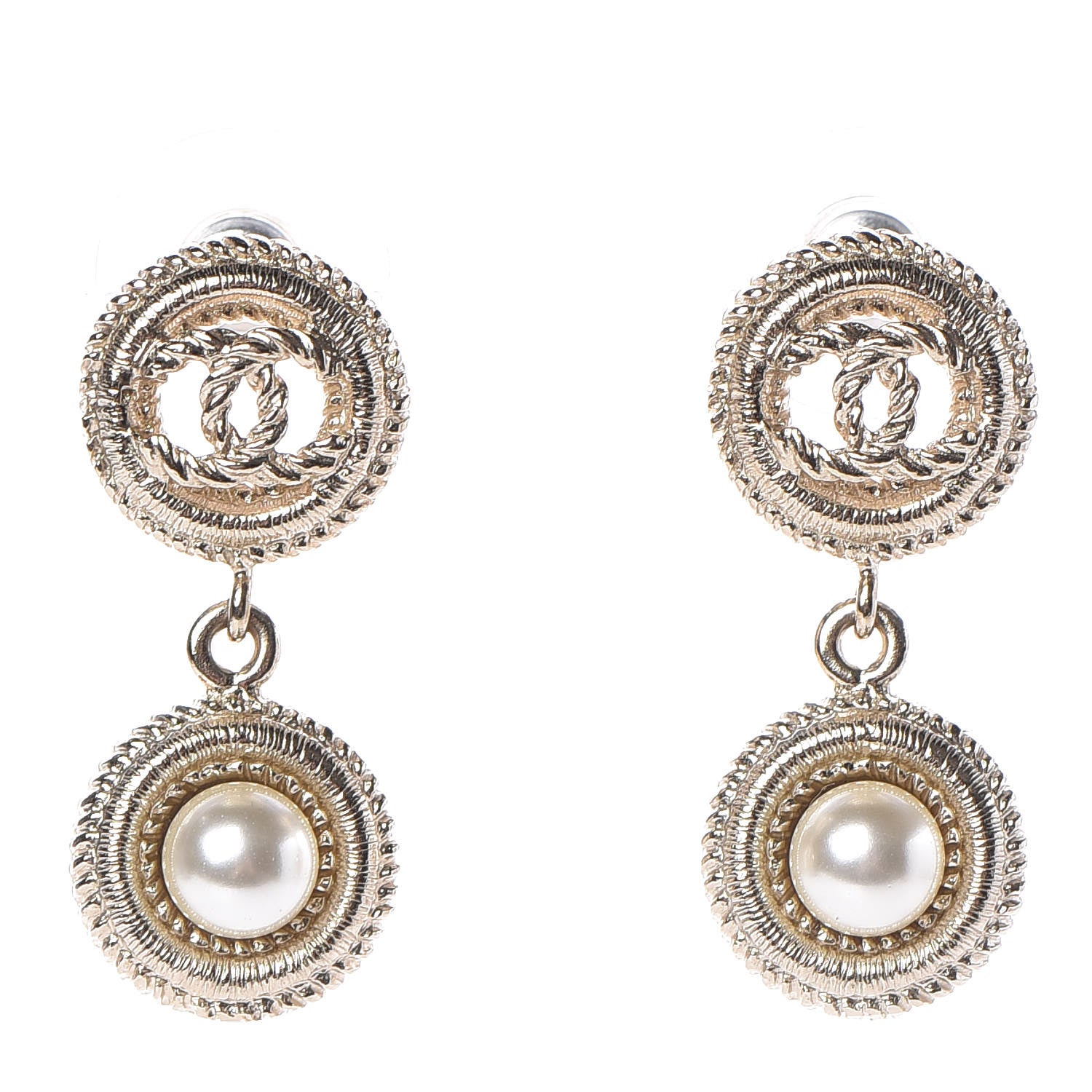 Chanel Pearl CC Drop Earrings Gold 1 of 5