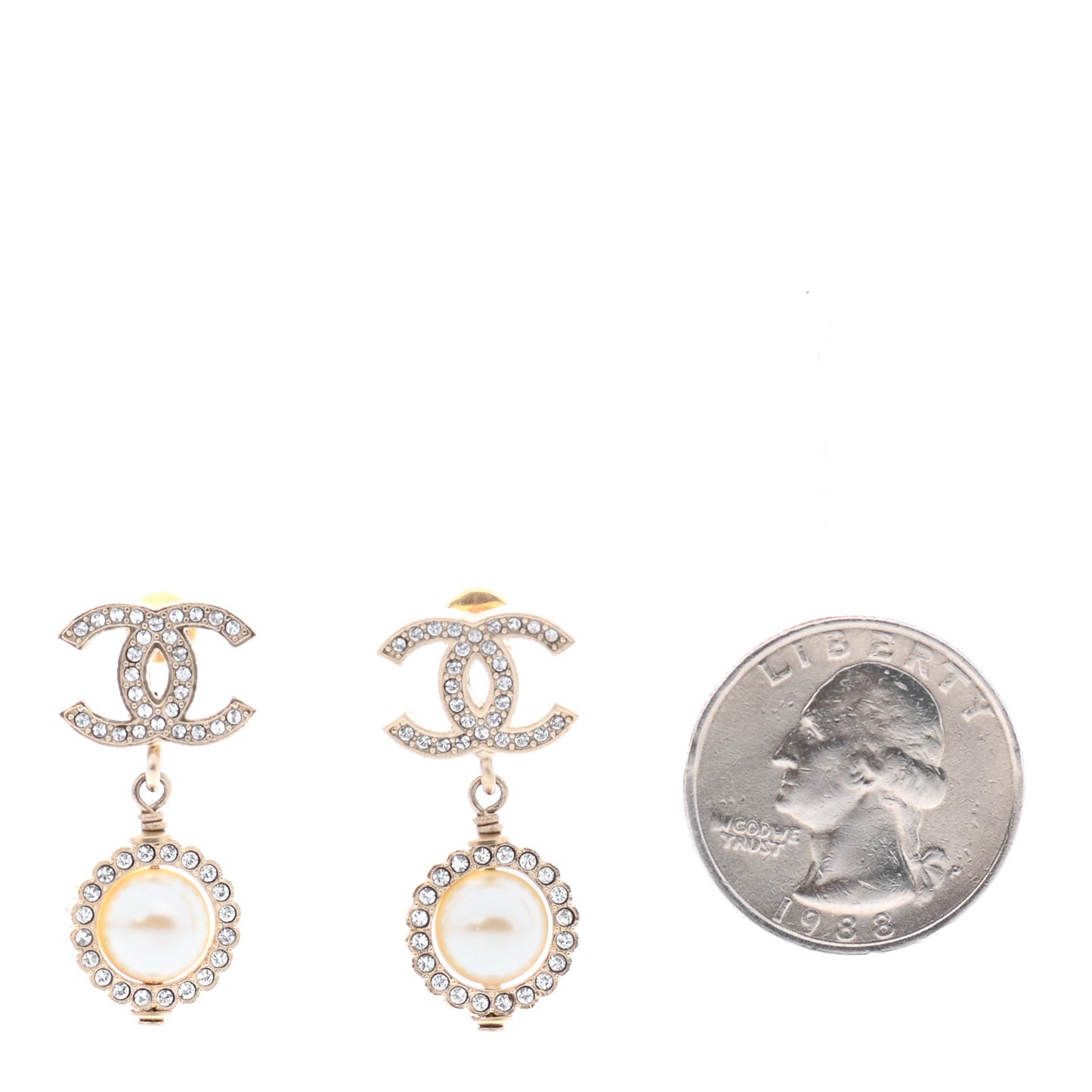 Crystal Pearl Pearls Coronation CC Drop Earrings Gold