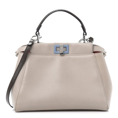 Fendi Nappa Colorblock Mini Peekaboo Iconic Satchel Grigio Polvere Carbone Bloody Mary 1 of 12