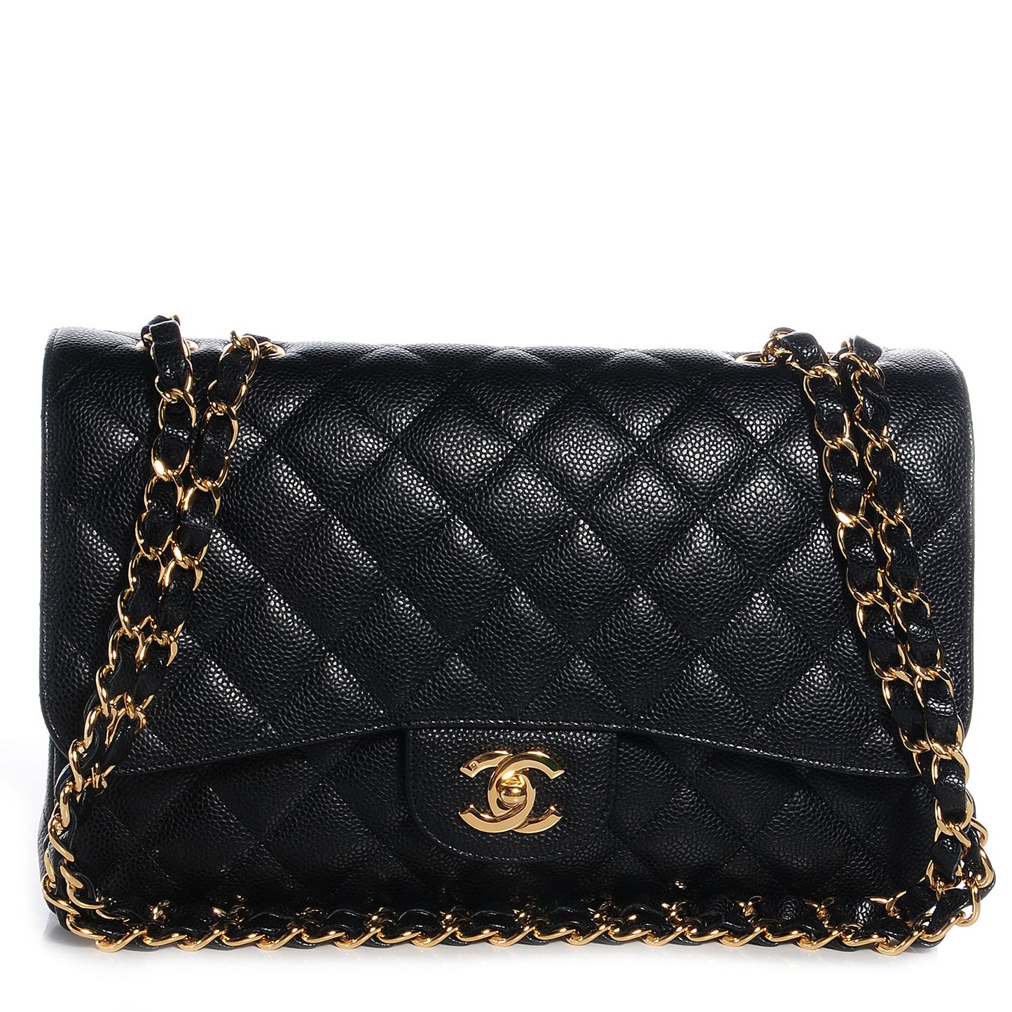 Caviar Jumbo Single Flap Black