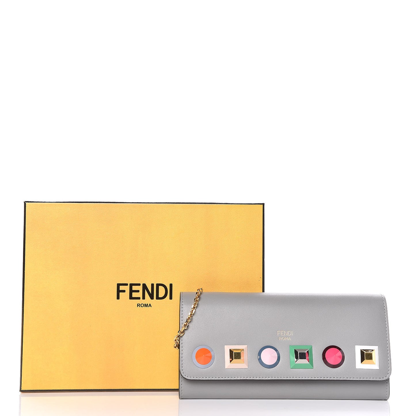 Vitello Liberty Studded Continental Wallet On Chain Ardesia Multicolor