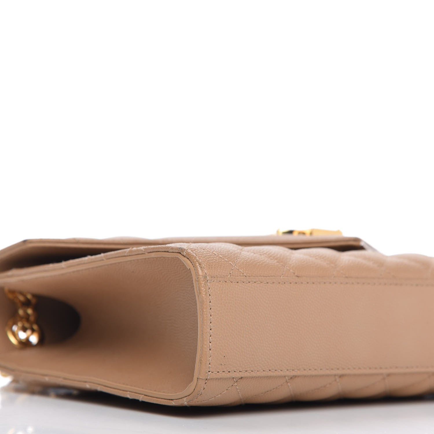 Saint Laurent Grain De Poudre Textured Mixed Matelasse Medium Triquilt Monogram Satchel Dark Beige 6 of 9