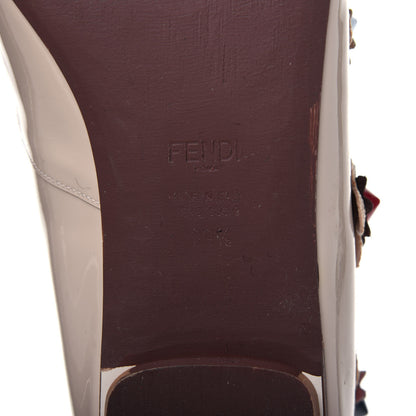 Fendi Patent Flowerland Strappy Flats 39.5 Nude 6 of 12