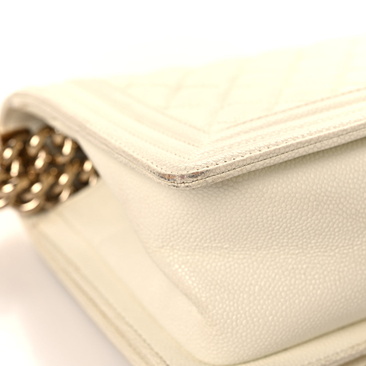 Chanel Caviar Quilted Medium Boy Flap White 11 of 14