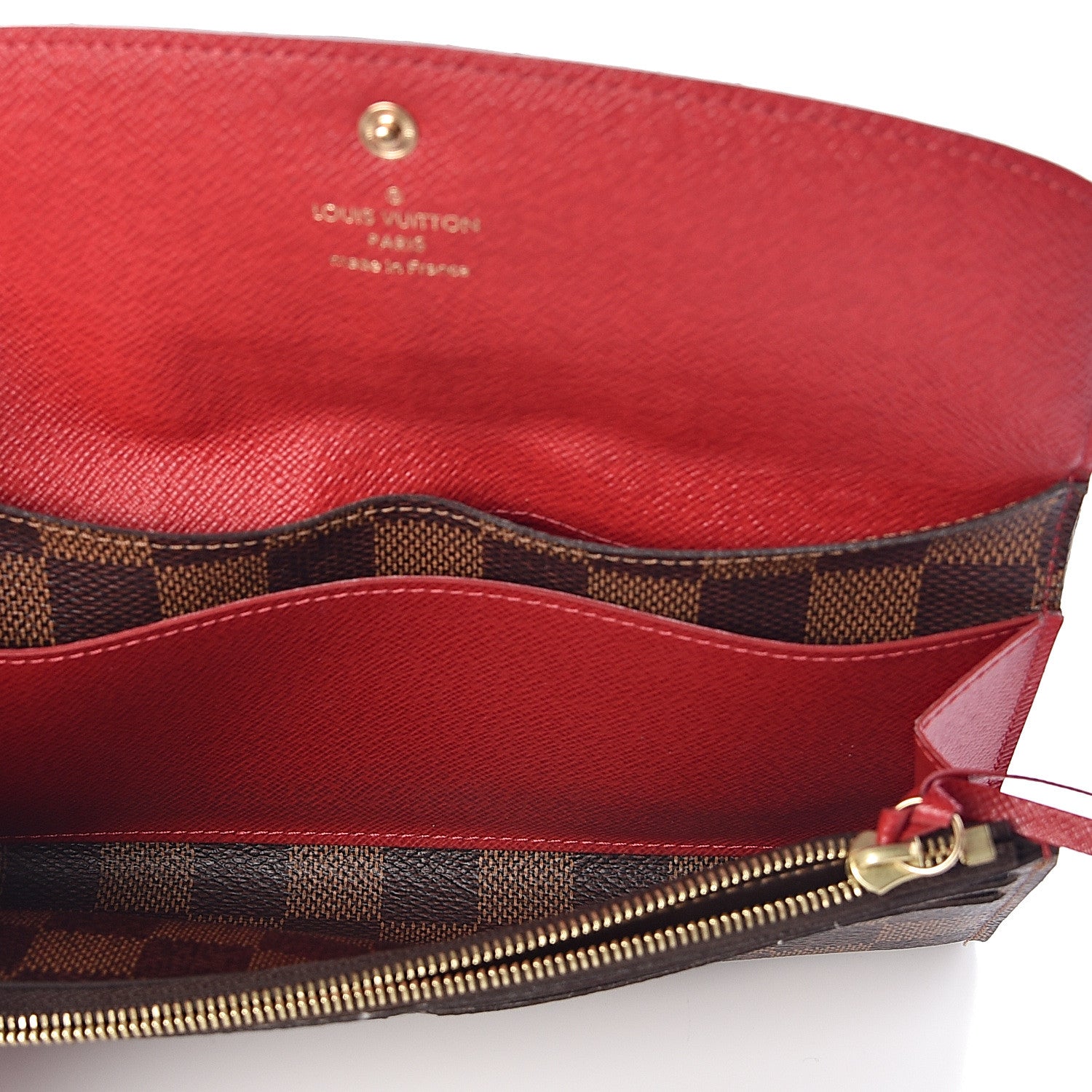 Louis Vuitton Damier Ebene Emilie Wallet Red 5 of 13